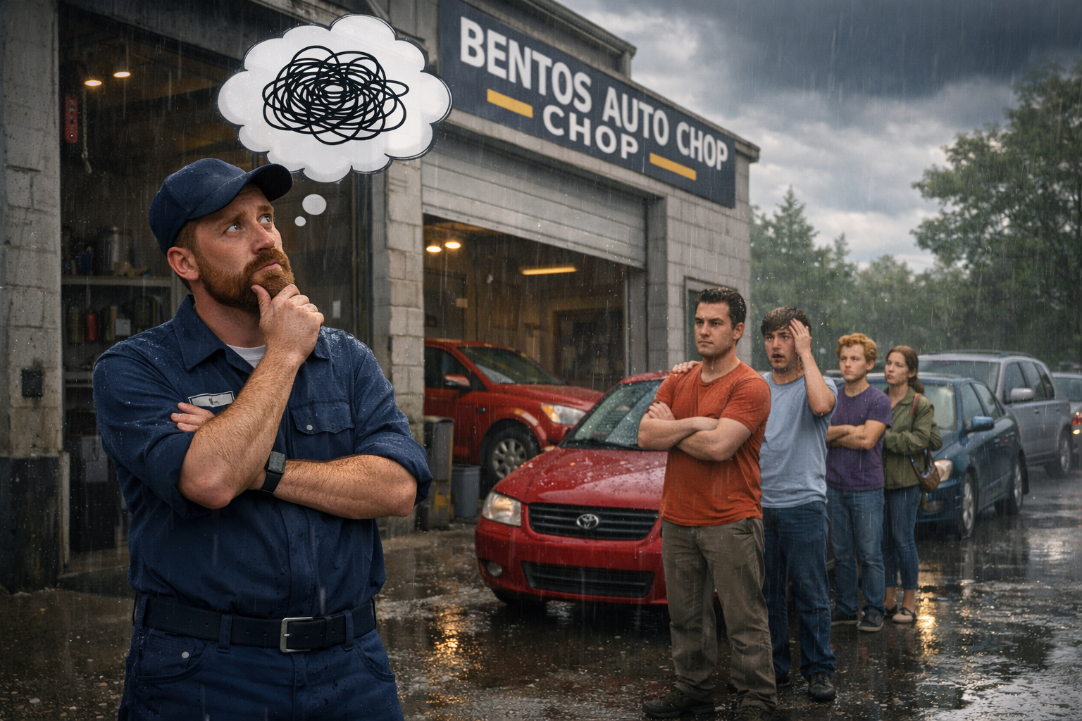 Business owner thinking about how to improve operations