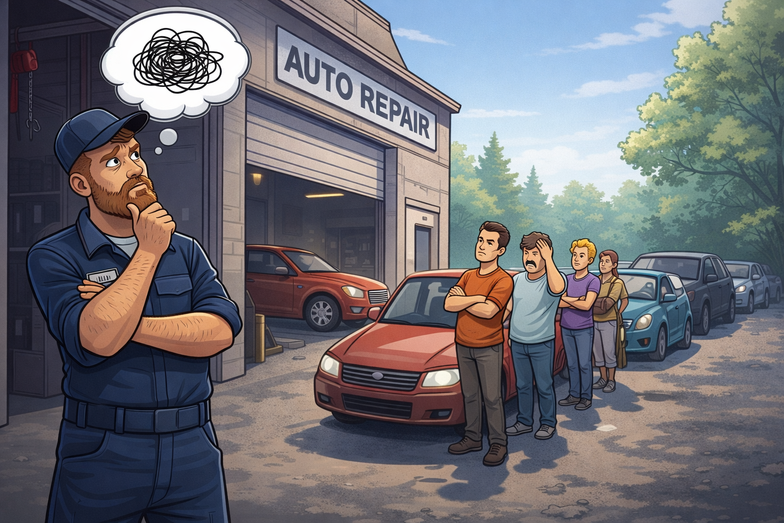 Verkstadsägare som funderar över hur verksamheten kan bli mer effektiv